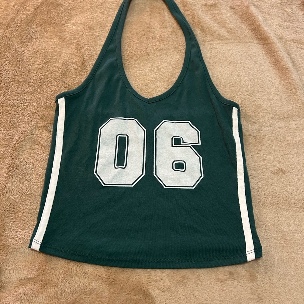 Green Halter Crop Top
